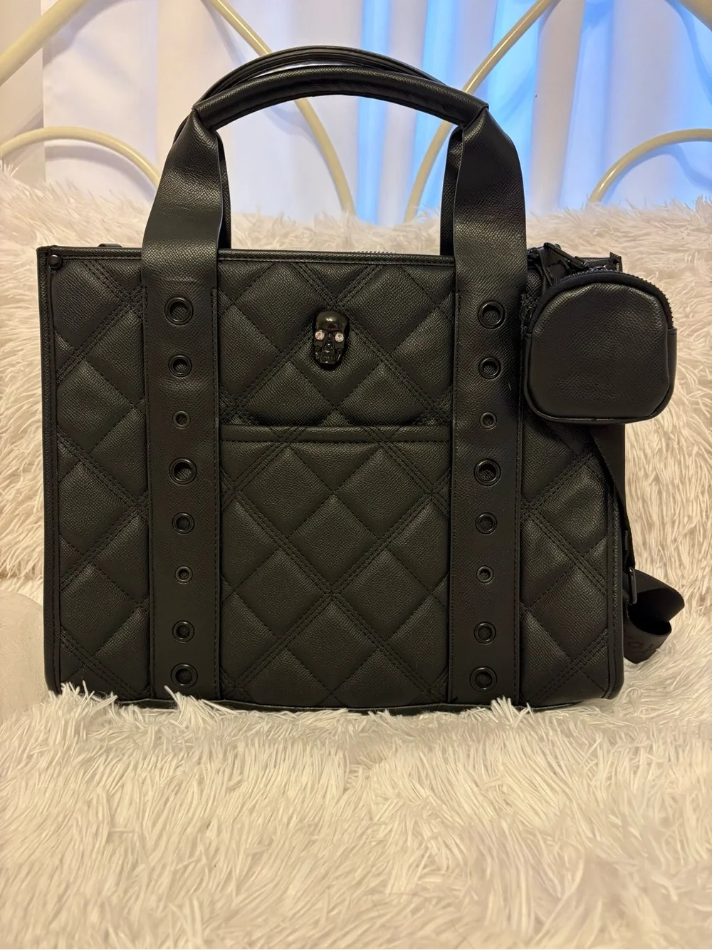 Betsey Johnson Black Tote with Skull Accent